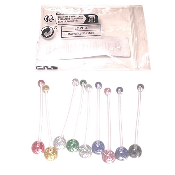 9 Body Jewelry Belly Button Flexible Colorful Variety Red Blue Green Sparkle - Picture 5 of 7